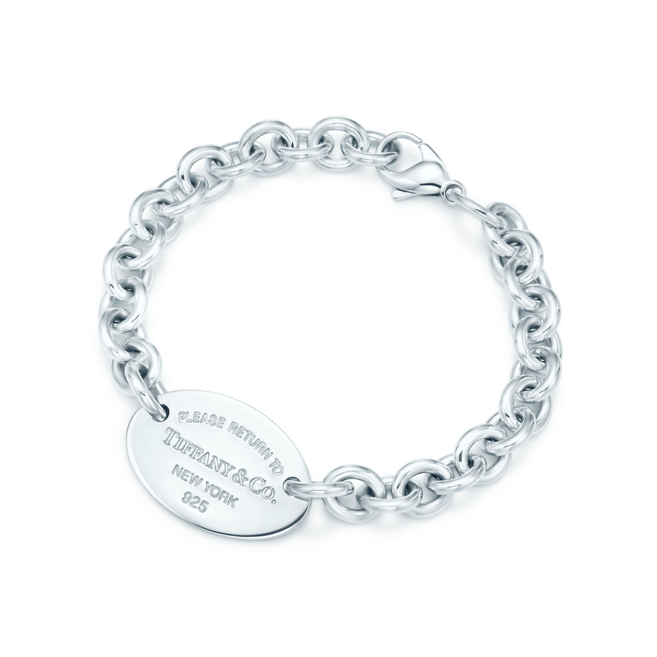 Oval Tag Bracelet in Silver, Medium