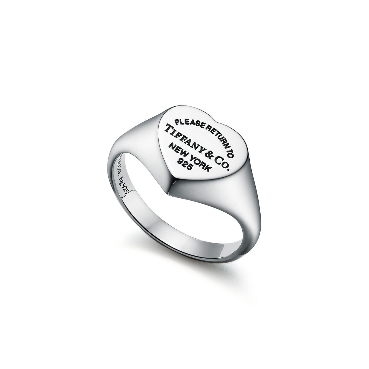 Return to Tiffany™:Heart Signet Ring in Silver, Small image number 2