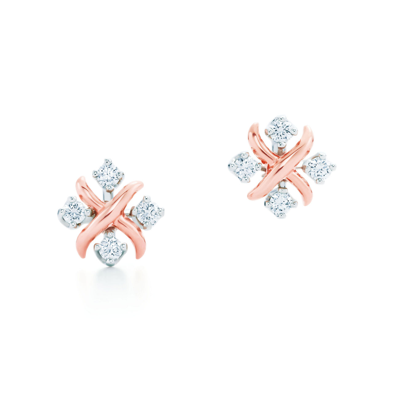 Earrings in Rose Gold and Platinum with Diamonds