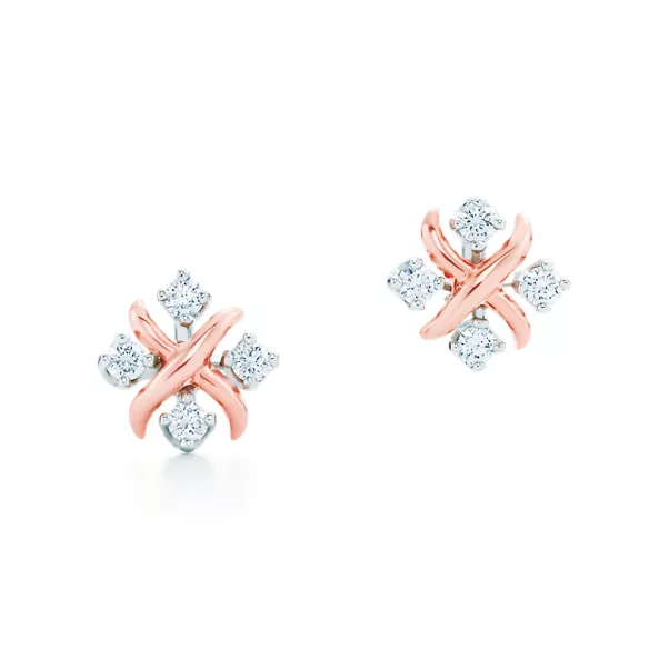 Earrings in Rose Gold and Platinum with Diamonds