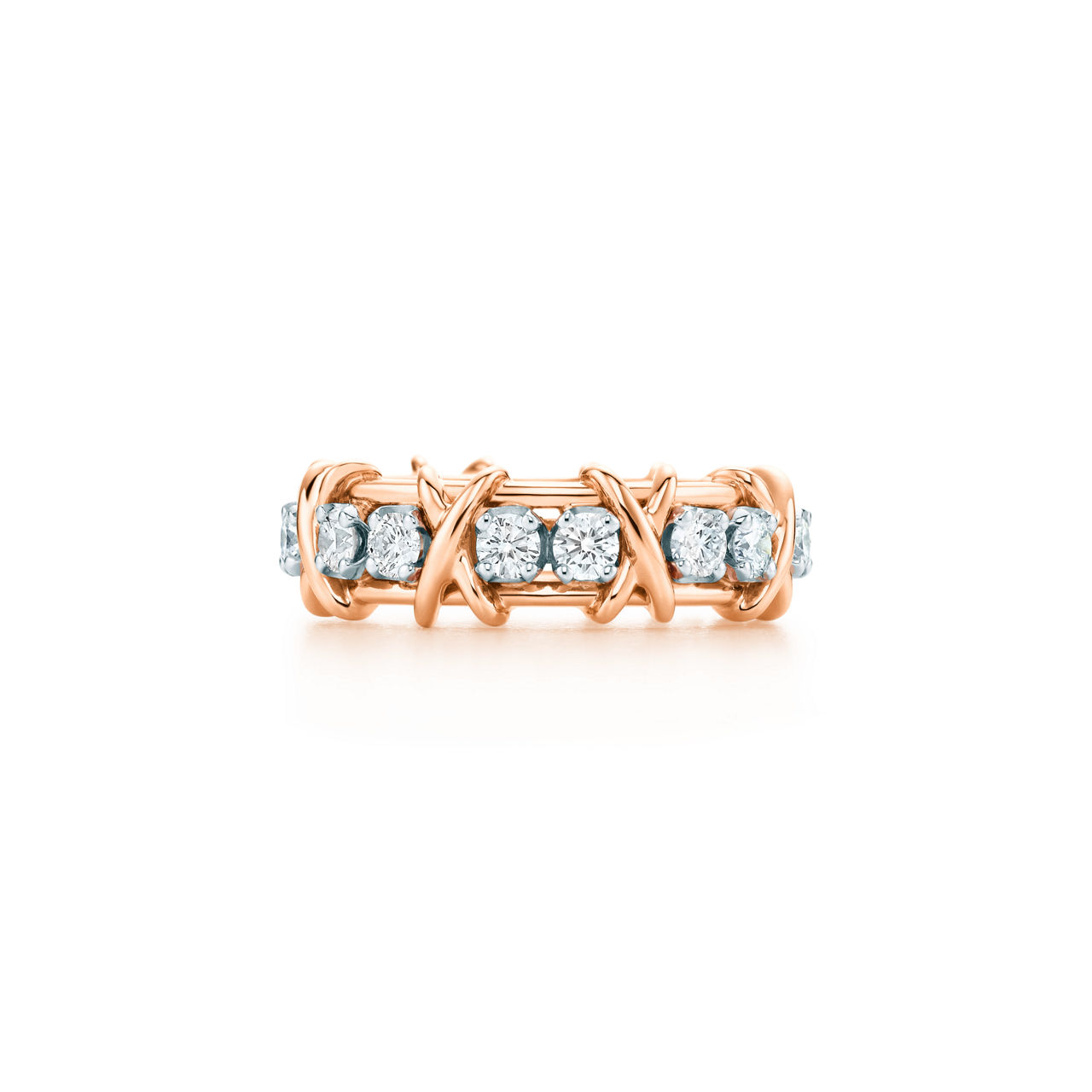 Ring in Roségold und Platin mit Diamanten