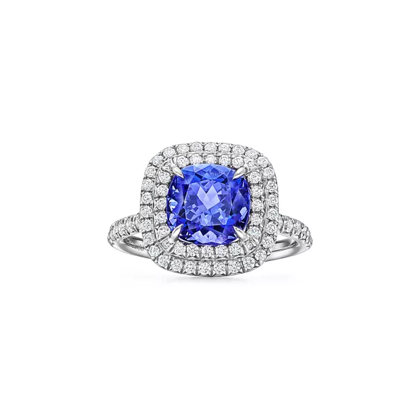 Ring in Platin mit einem Tansanit und Diamanten