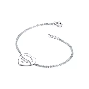 Return to Tiffany&trade;:Heart Tag Double Chain Bracelet in Silver, Small, 2