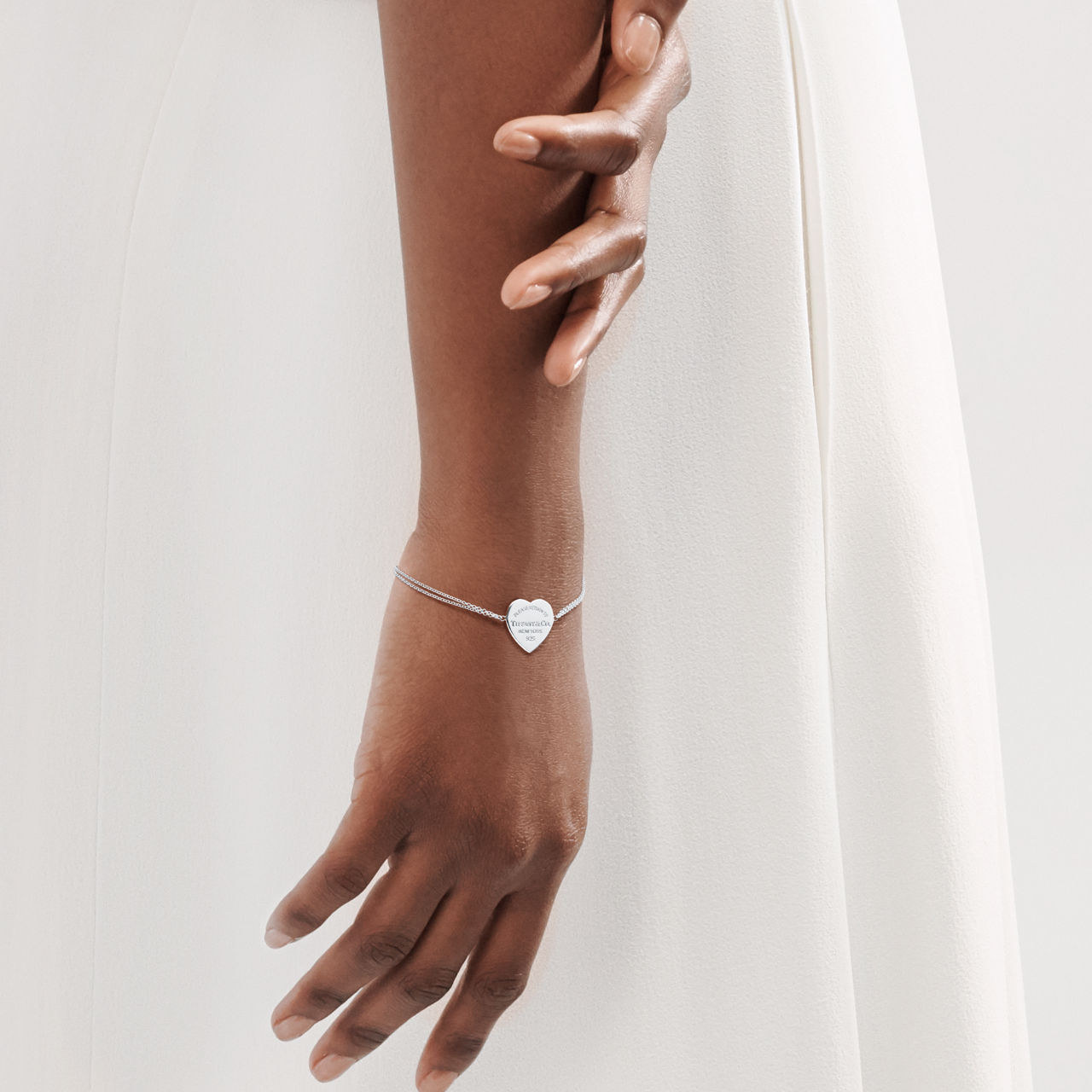 Return to Tiffany®:Heart Tag Double Chain Bracelet in Silver