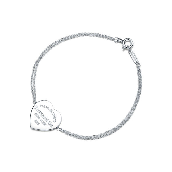 Return to Tiffany™:Doppel-Gliederarmband mit Herzanhänger in Silber, Small