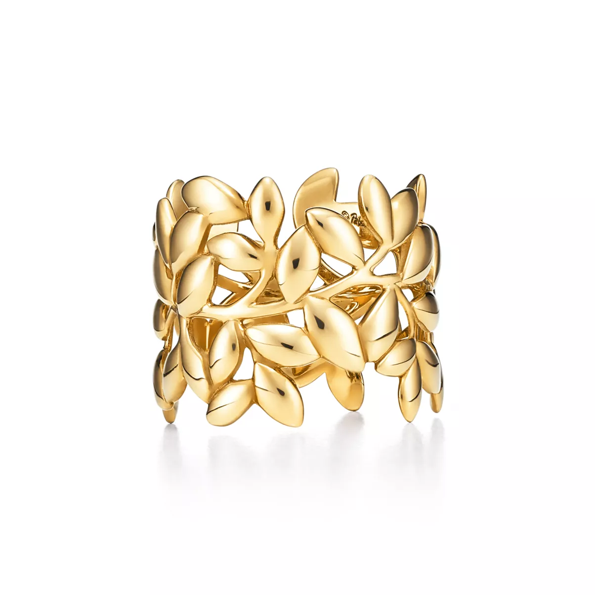 Olive Leaf Band Ring in Yellow Gold