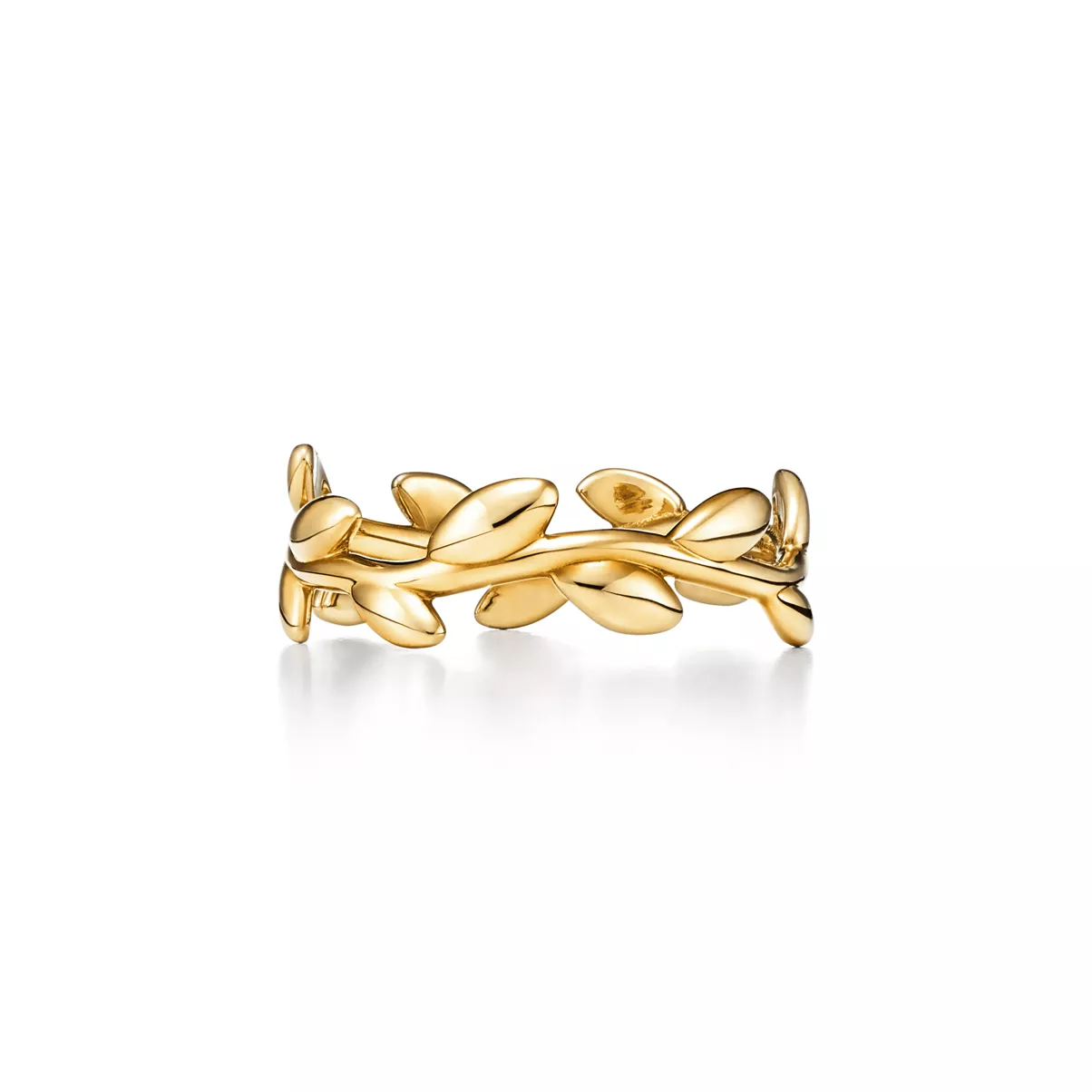 Olive Leaf Band Ring in Yellow Gold, Narrow