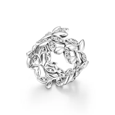 Paloma Picasso®:Olive Leaf Band Ring in White Gold with Diamonds, 2