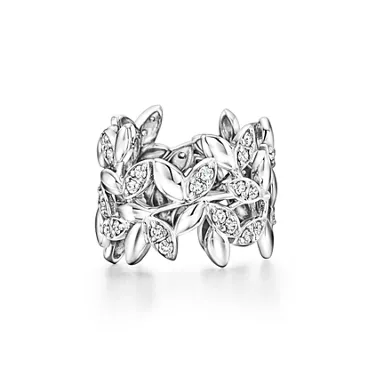 Paloma Picasso®:Olive Leaf Band Ring in White Gold with Diamonds, 3