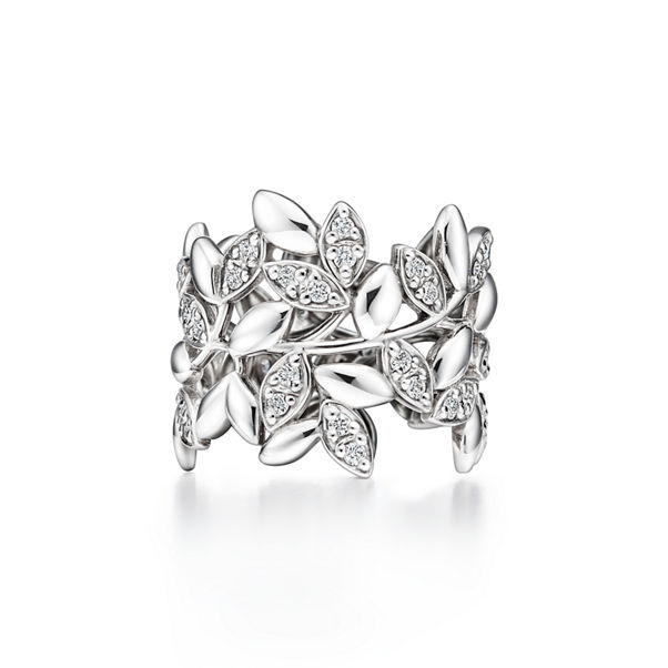 Paloma Picasso®:Olive Leaf Band Ring in White Gold with Diamonds