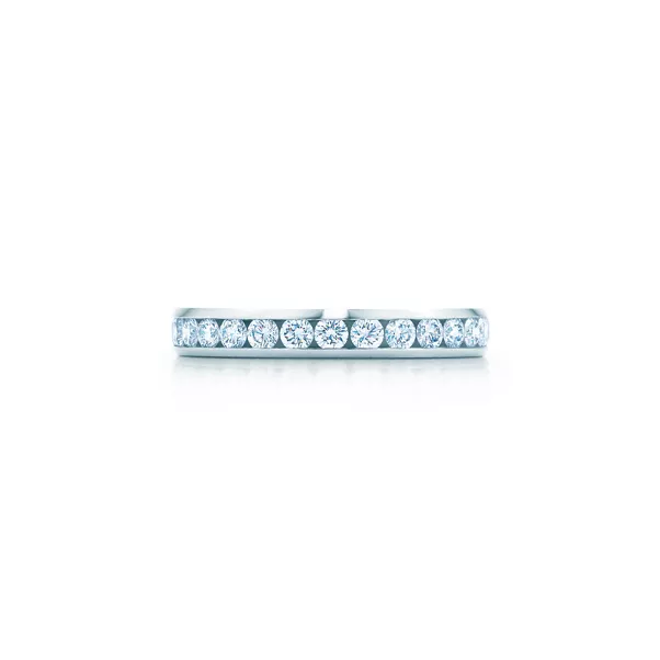 Alianza de boda en platino con un círculo completo de diamantes, 3 mm