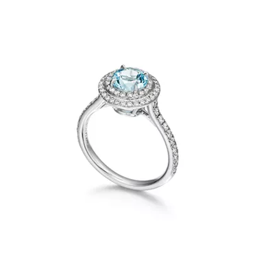 Tiffany Soleste:Ring in Platinum with an Aquamarine and Diamonds, 2