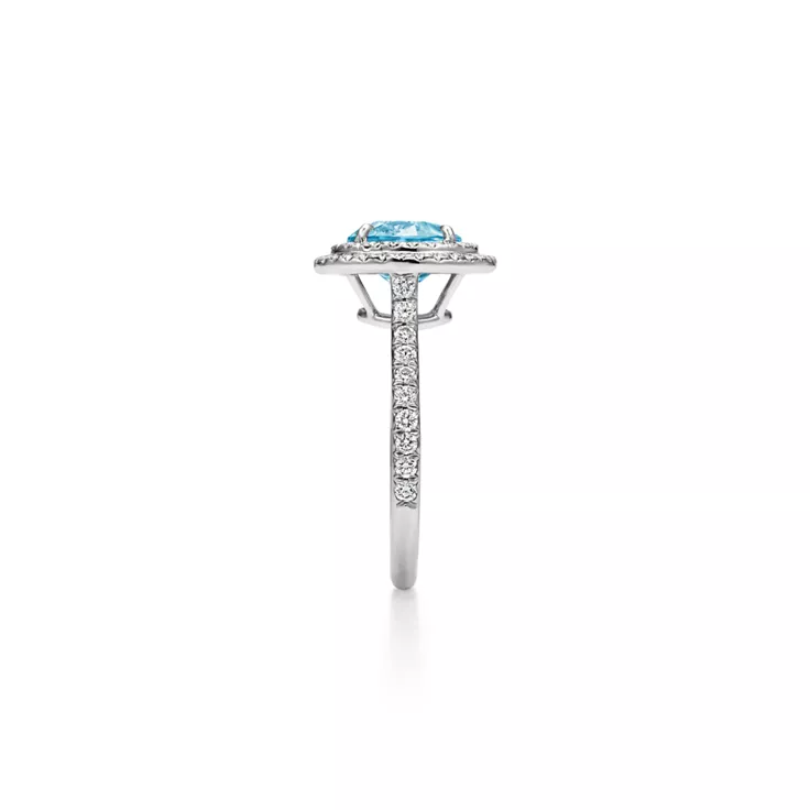 Tiffany Soleste:Ring in Platinum with an Aquamarine and Diamonds, 4