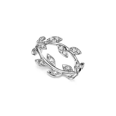 Paloma Picasso®:Olive Leaf Ring in White Gold with Diamonds, Narrow, 2