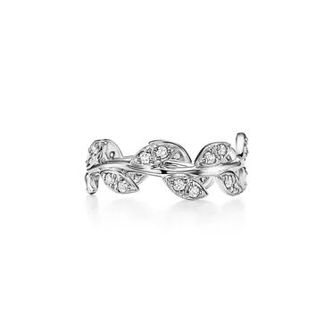 Paloma Picasso®:Olive Leaf Ring in White Gold with Diamonds, Narrow, 3