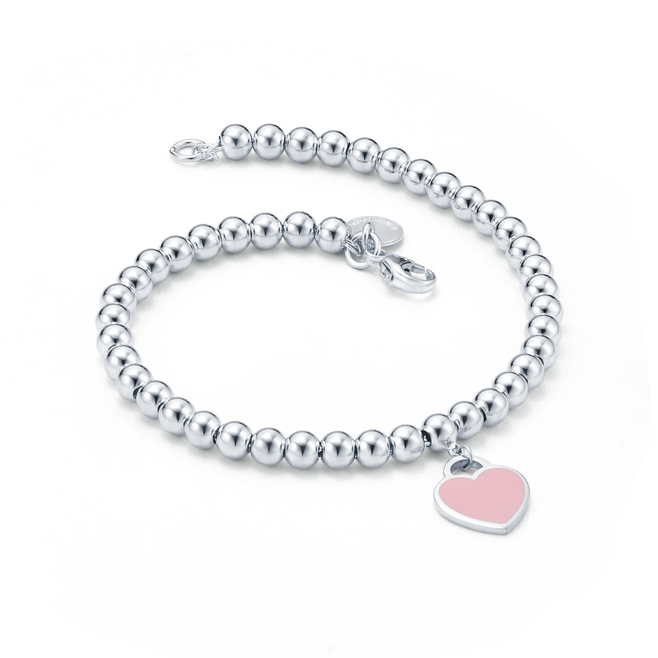 Return to Tiffany™:Rosafarbenes Kugelarmband mit Herzanhänger in Silber, 4 mm Bildnummer 3