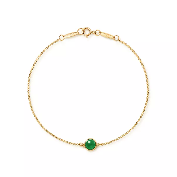 Color by the Yard Armband mit grüner Jade in Gelbgold