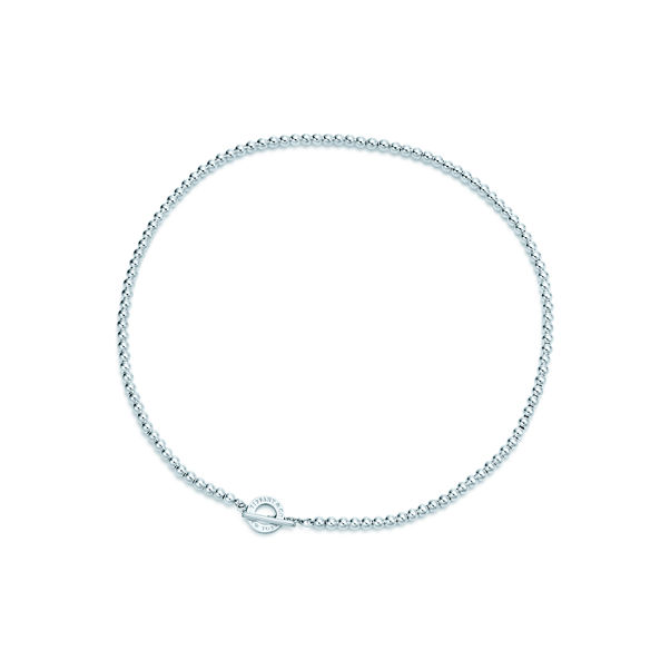 Toggle Bead Necklace in Sterling Silver, 4 mm