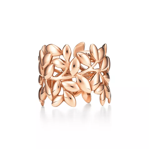Olive Leaf Band Ring in Rose Gold