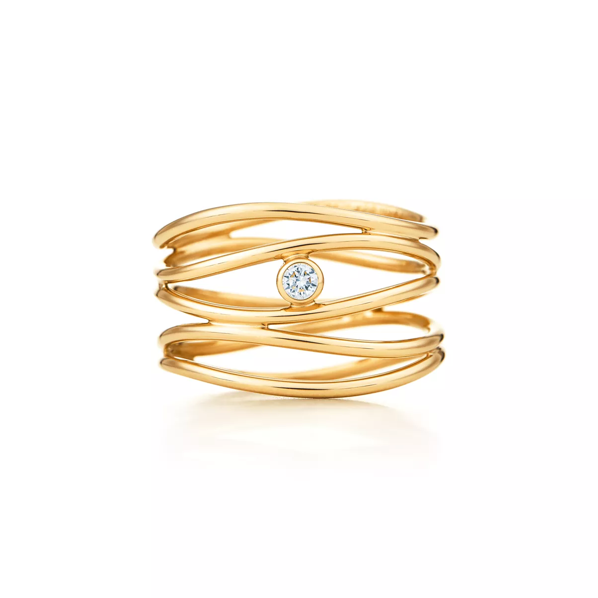 Anillo de diamantes Wave de cinco vueltas 