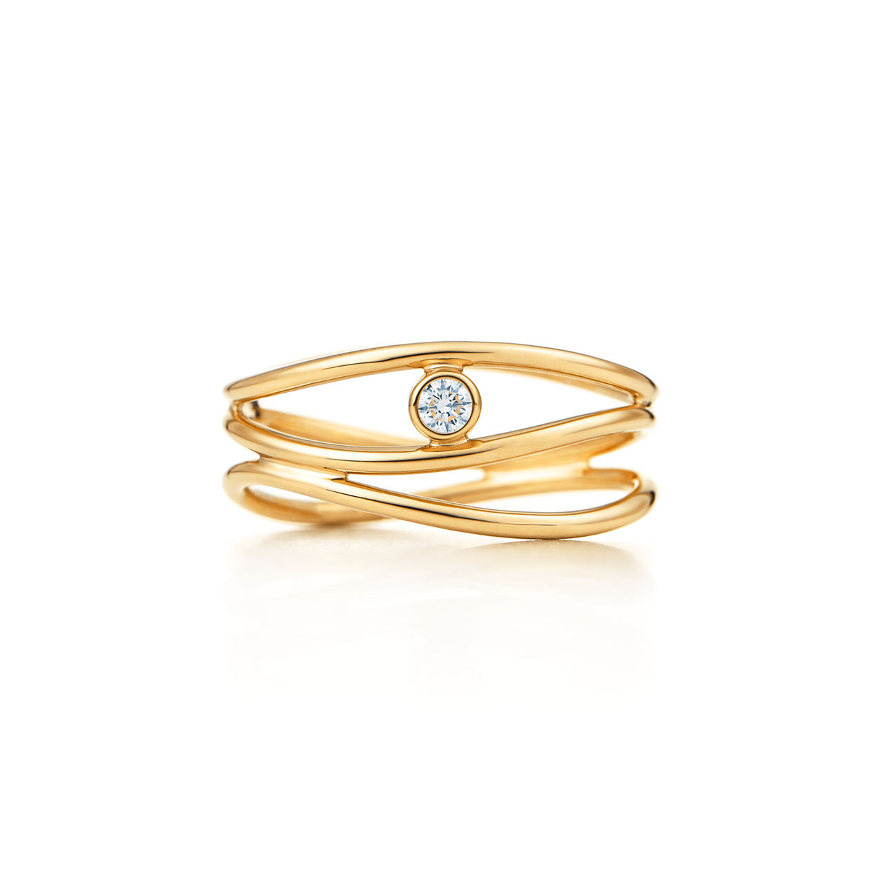 Wave dreireihiger Diamantring 