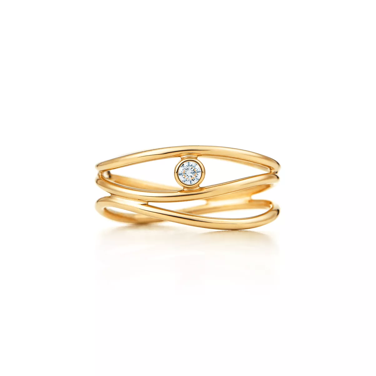 Wave Three-row Diamond Ring 