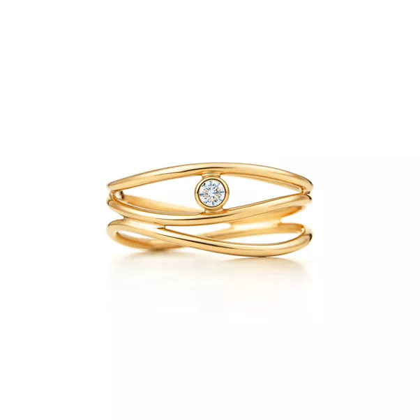 Wave dreireihiger Diamantring 