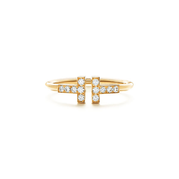 Tiffany T:Wire Ring mit Diamanten in Gelbgold