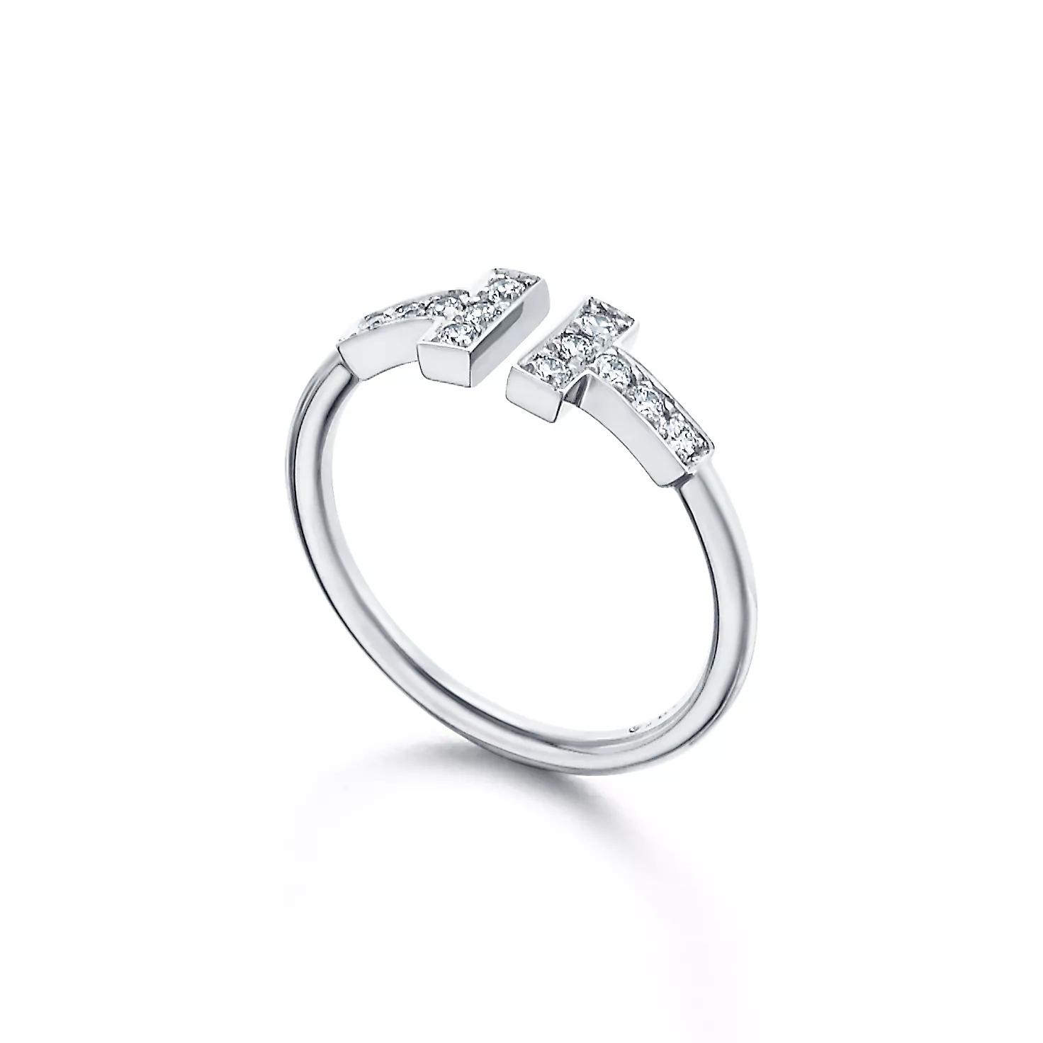 Tiffany T:다이아몬드 와이어 링, 18K 화이트 골드 이미지 번호 1