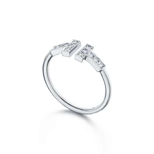 Tiffany T:Diamond Wire Ring in White Gold