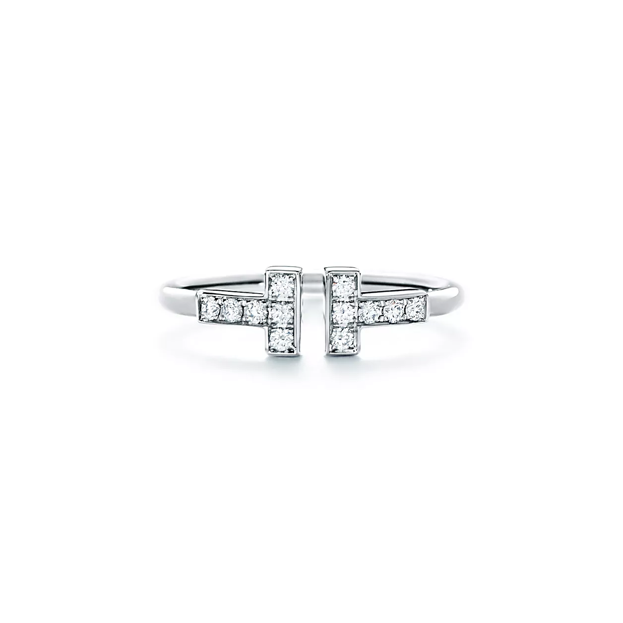 Tiffany T:다이아몬드 와이어 링, 18K 화이트 골드 이미지 번호 0