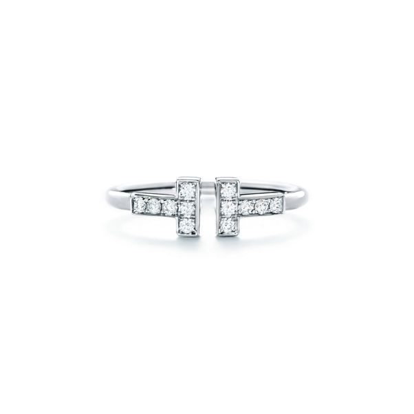 Tiffany T:Diamond Wire Ring in White Gold