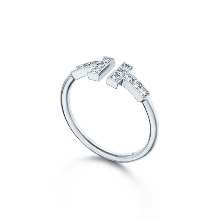 Collezione Tiffany T:Anello Wire con diamanti in oro bianco numero immagine 2