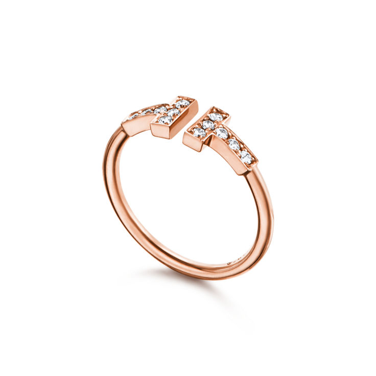Tiffany T:Diamond Wire Ring in Rose Gold image number 1