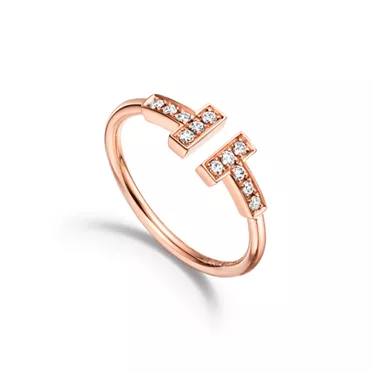 Tiffany T:Bague Wire orn&eacute;e de diamants en or rose, 3