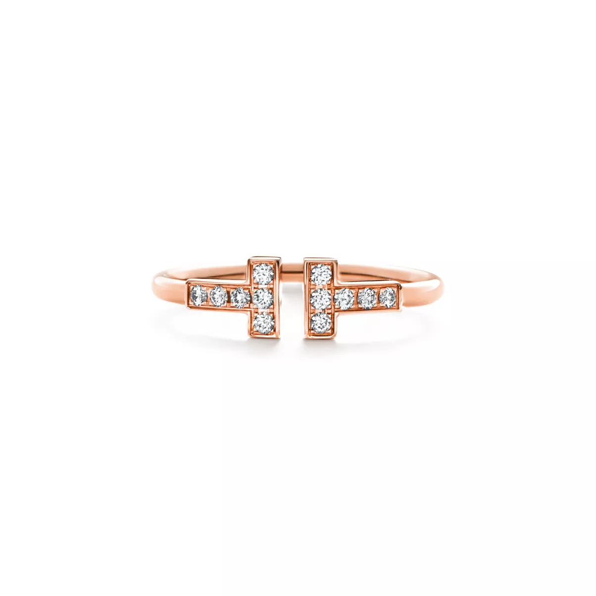 Bague Wire orn&eacute;e de diamants en or rose