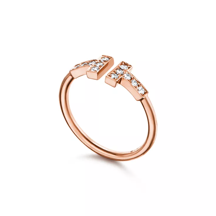 Tiffany T:Bague Wire orn&eacute;e de diamants en or rose, 1