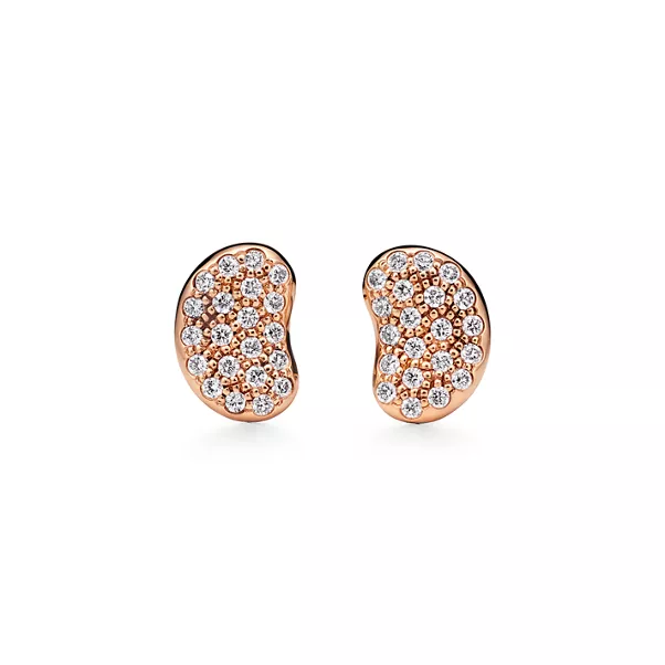 Bean® design Earrings in Rose Gold with Diamonds, 9 mm
