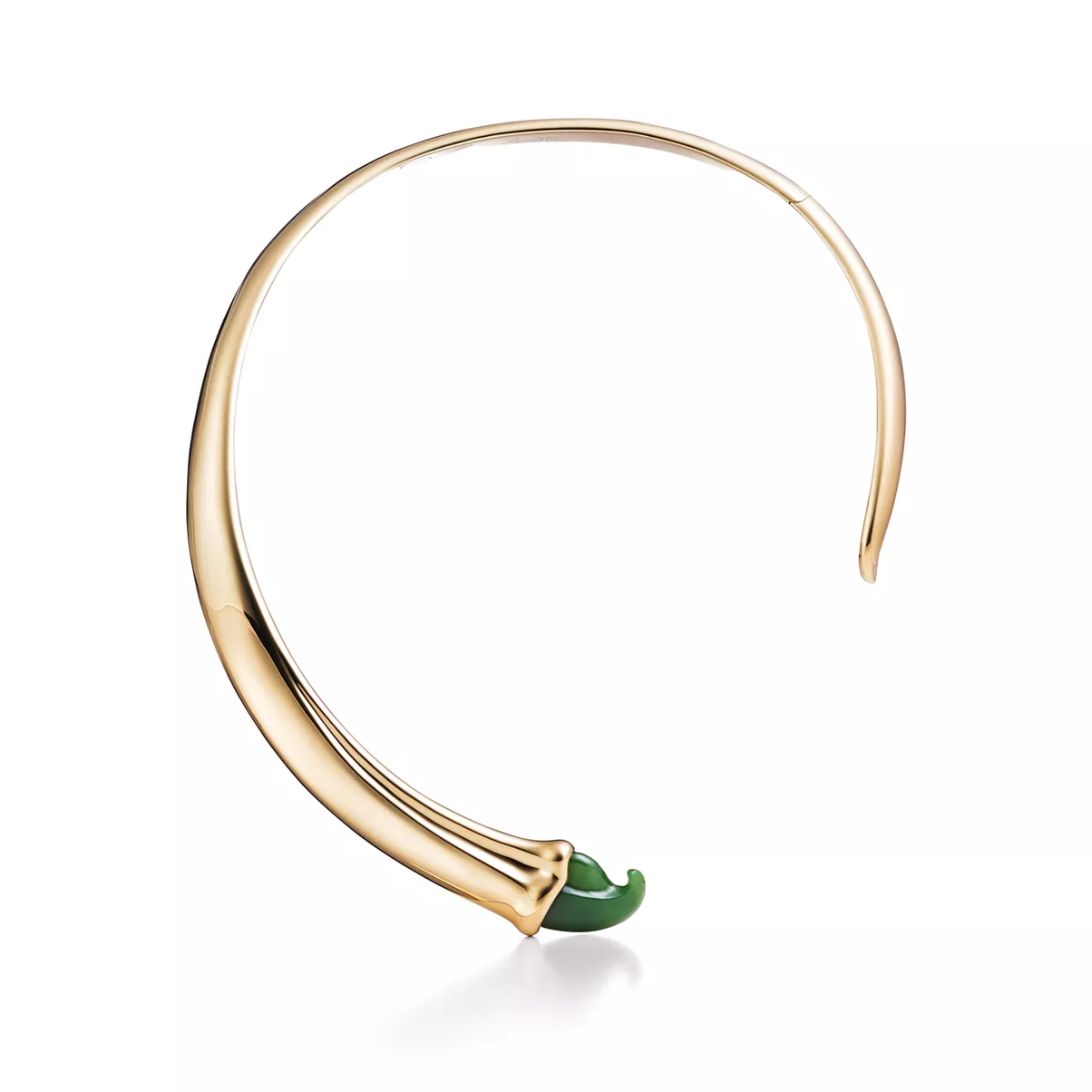 Small Claw Necklace in Yellow Gold with Green Nephrite Jade