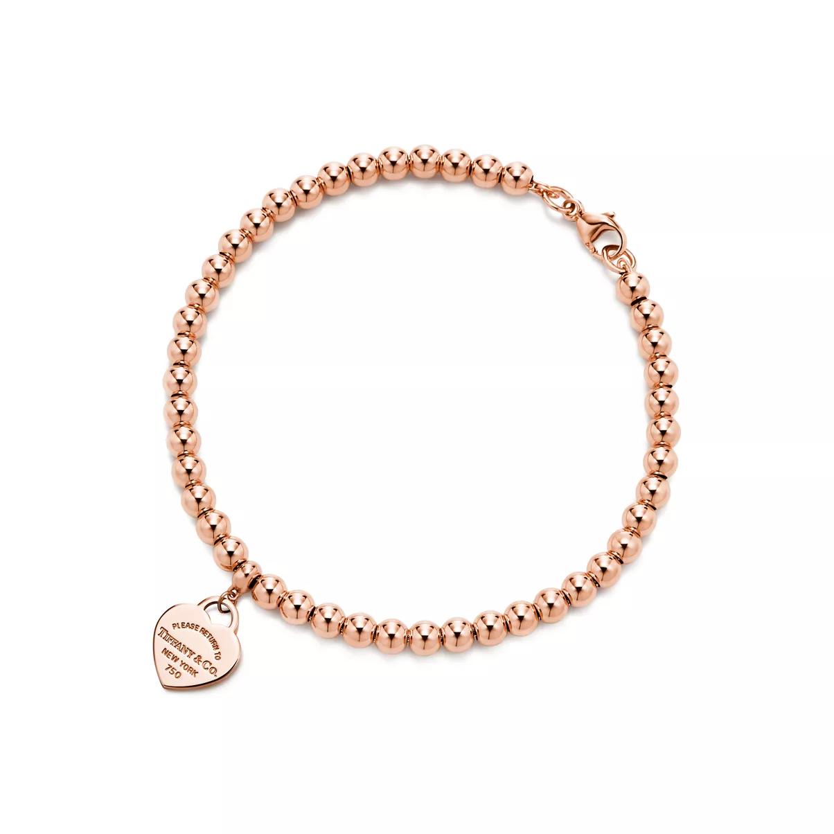 Bracciale Bead Heart Tag in oro rosa, 4&nbsp;mm