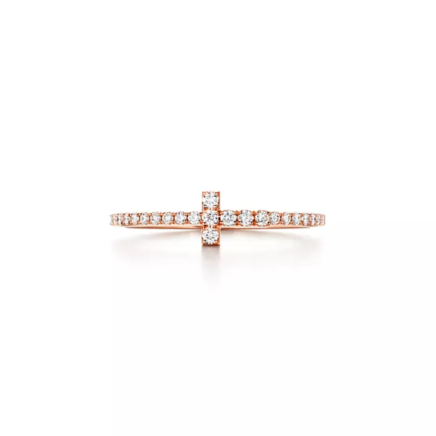 Tiffany T:Diamond Wire Band Ring in Rose Gold image number 0