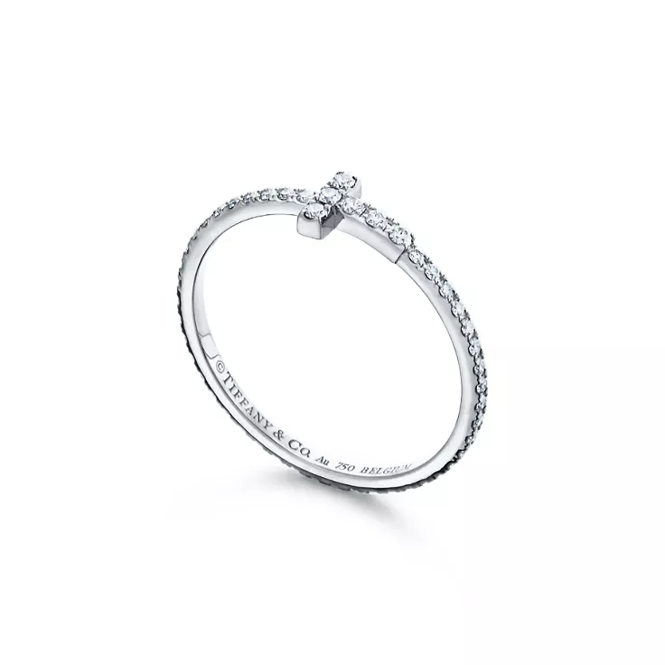 Tiffany T:Diamond Wire Band Ring in White Gold, 8