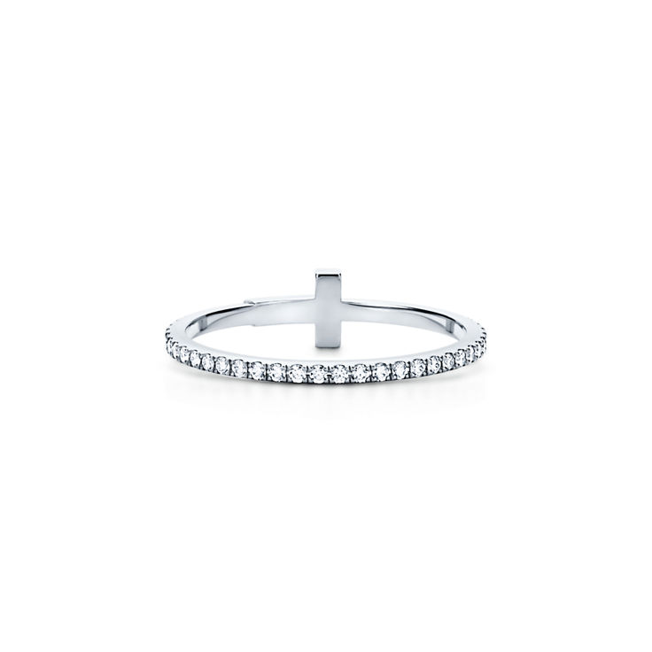 Tiffany T:Diamond Wire Band Ring in White Gold image number 4