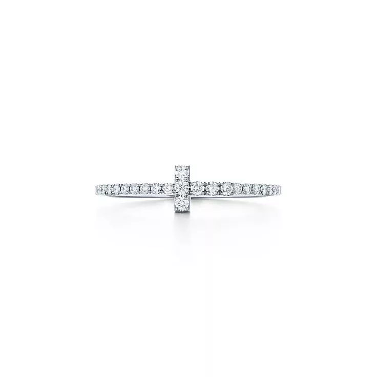 Tiffany T:Diamond Wire Band Ring in White Gold, 5