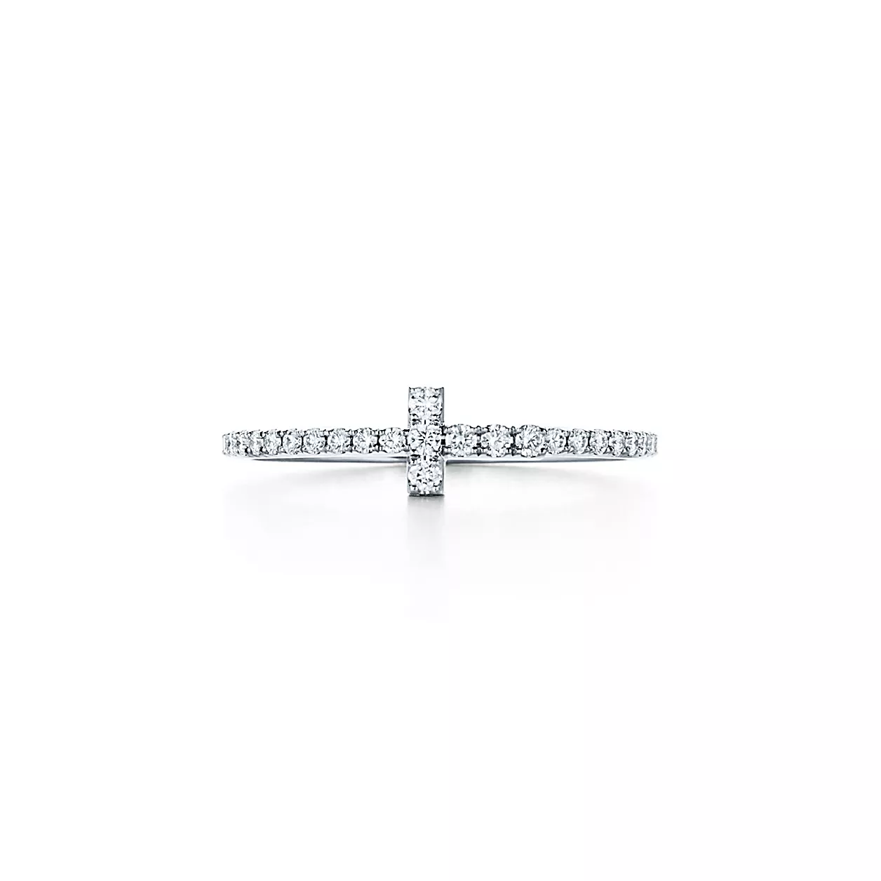 Tiffany T:다이아몬드 와이어 밴드 링, 18K 화이트 골드 이미지 번호 0