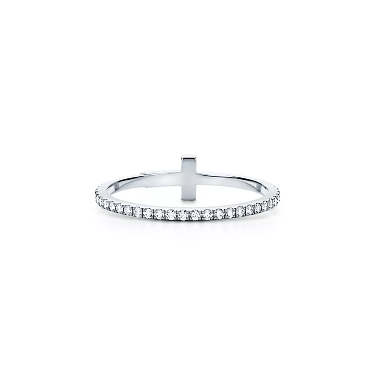 Tiffany T:Diamond Wire Band Ring in White Gold, 4