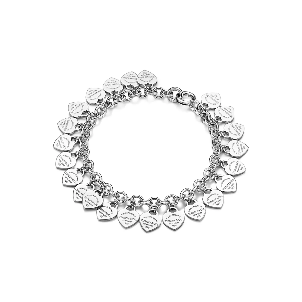 Multi-heart Tag Bracelet in Silver
