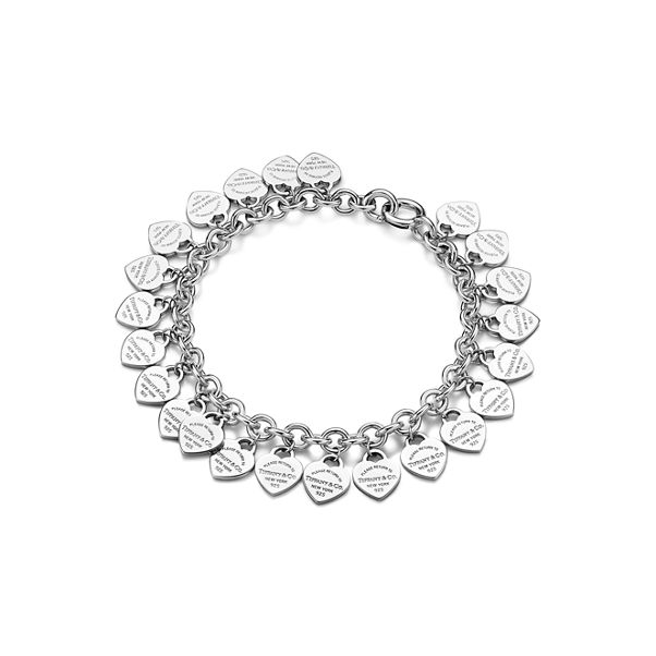 Return to Tiffany™:Armband mit mehreren Herzanhängern in Silber