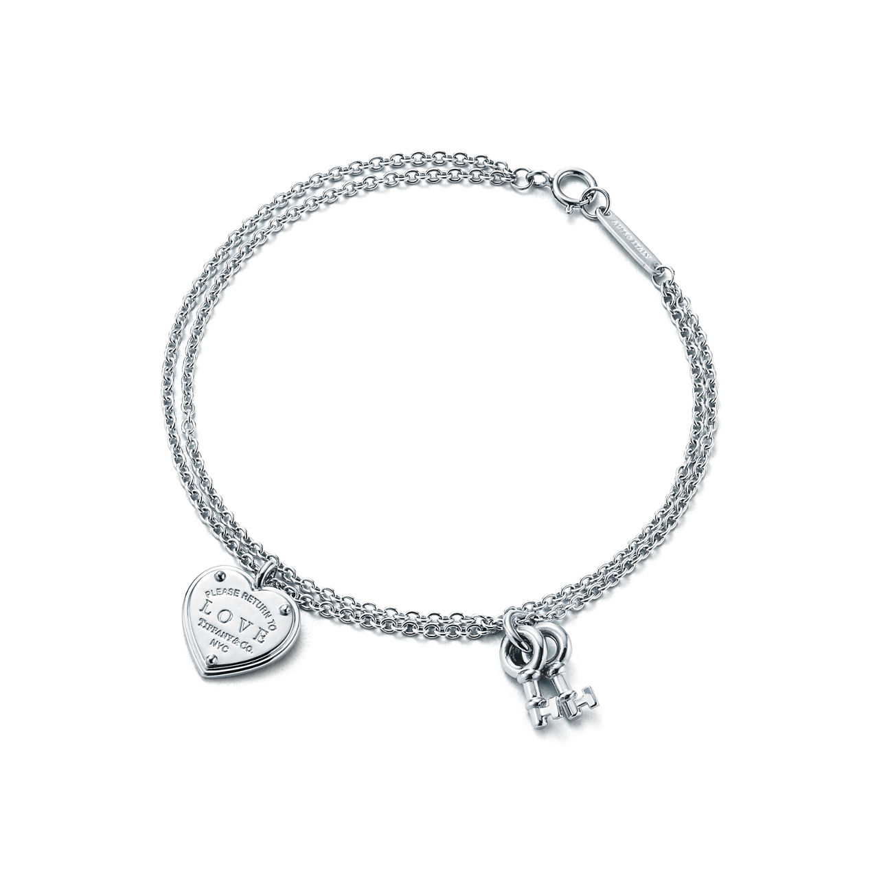 Return to Tiffany™:Love Heart Tag Key Bracelet in Silver image number 0