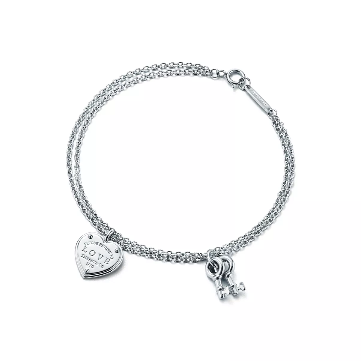 Love Heart Tag Key Bracelet in Silver